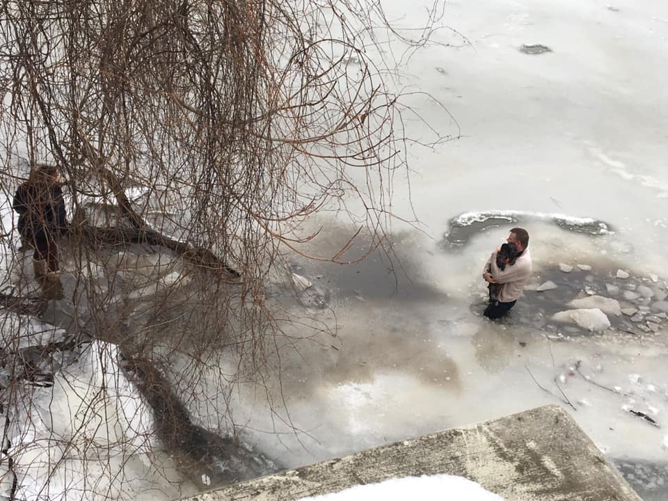 Man Jumps Into Icy Water To Save Stranger's Drowning Dog