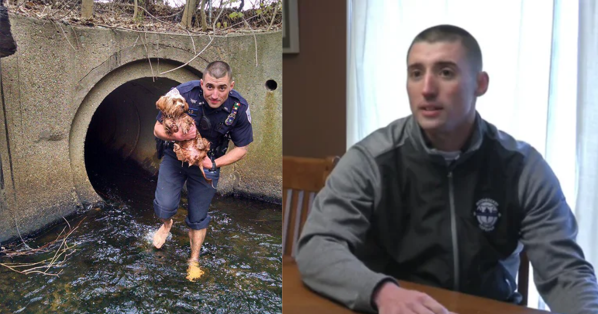 Police Officer Runs Into Dark, Flooded Tunnel To Save Puppy